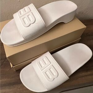 Balenciaga White Pool Slides $447